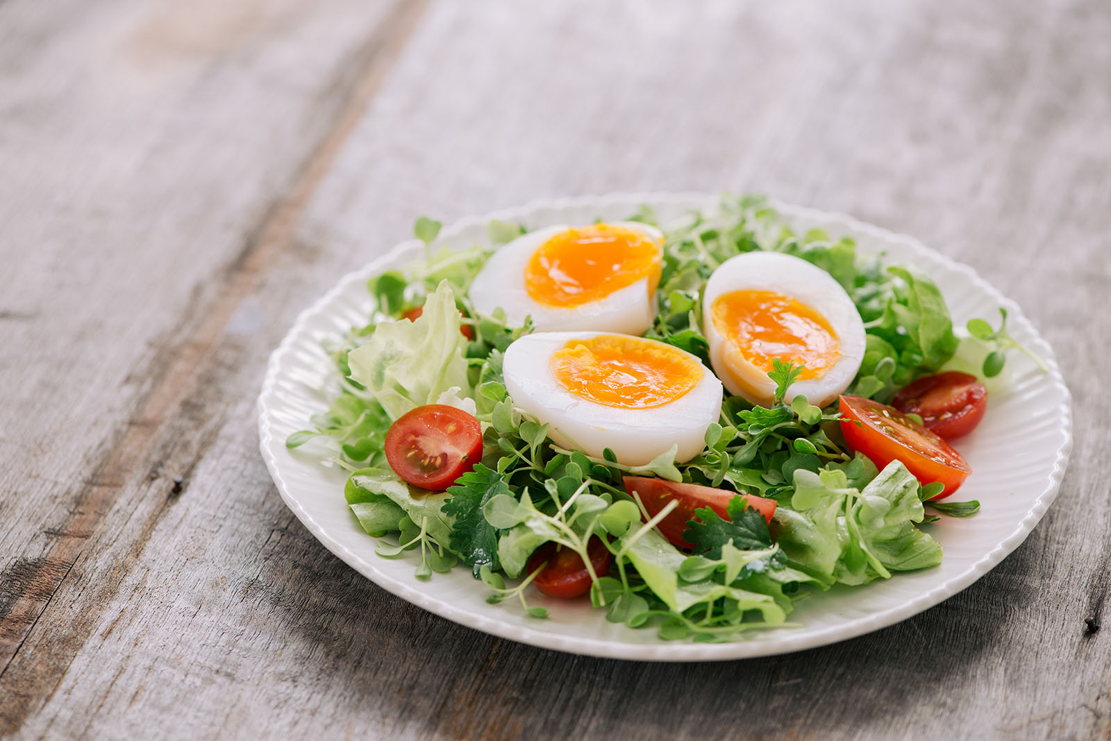 Soft boiled egg salad.